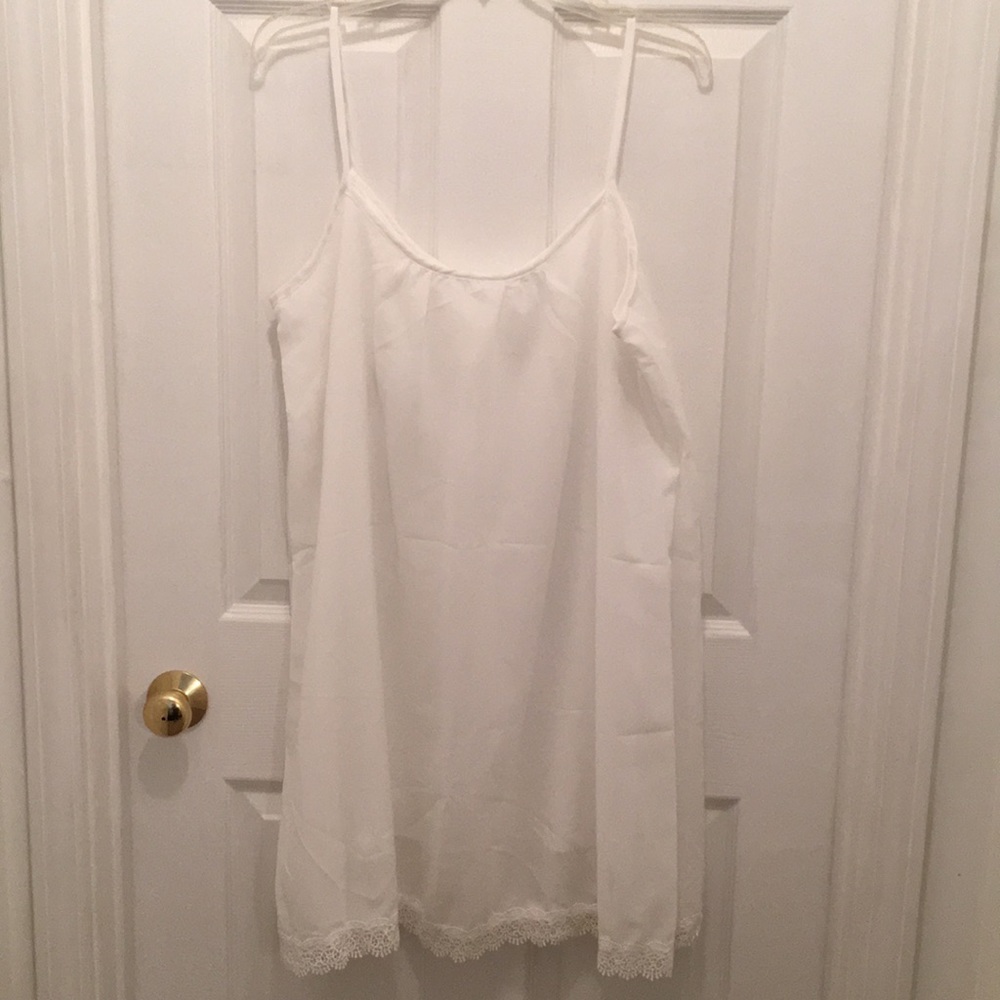 Slip dress with lace on hem